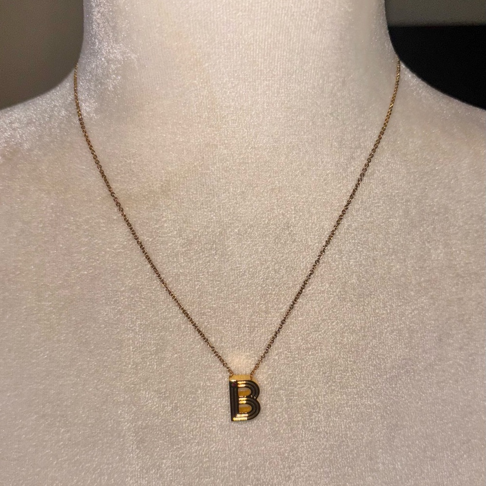 NWT Maje Gold Initial Pendant Necklace “B” Casual Minimalist Classic 17-19”